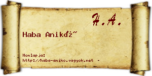 Haba Anikó névjegykártya